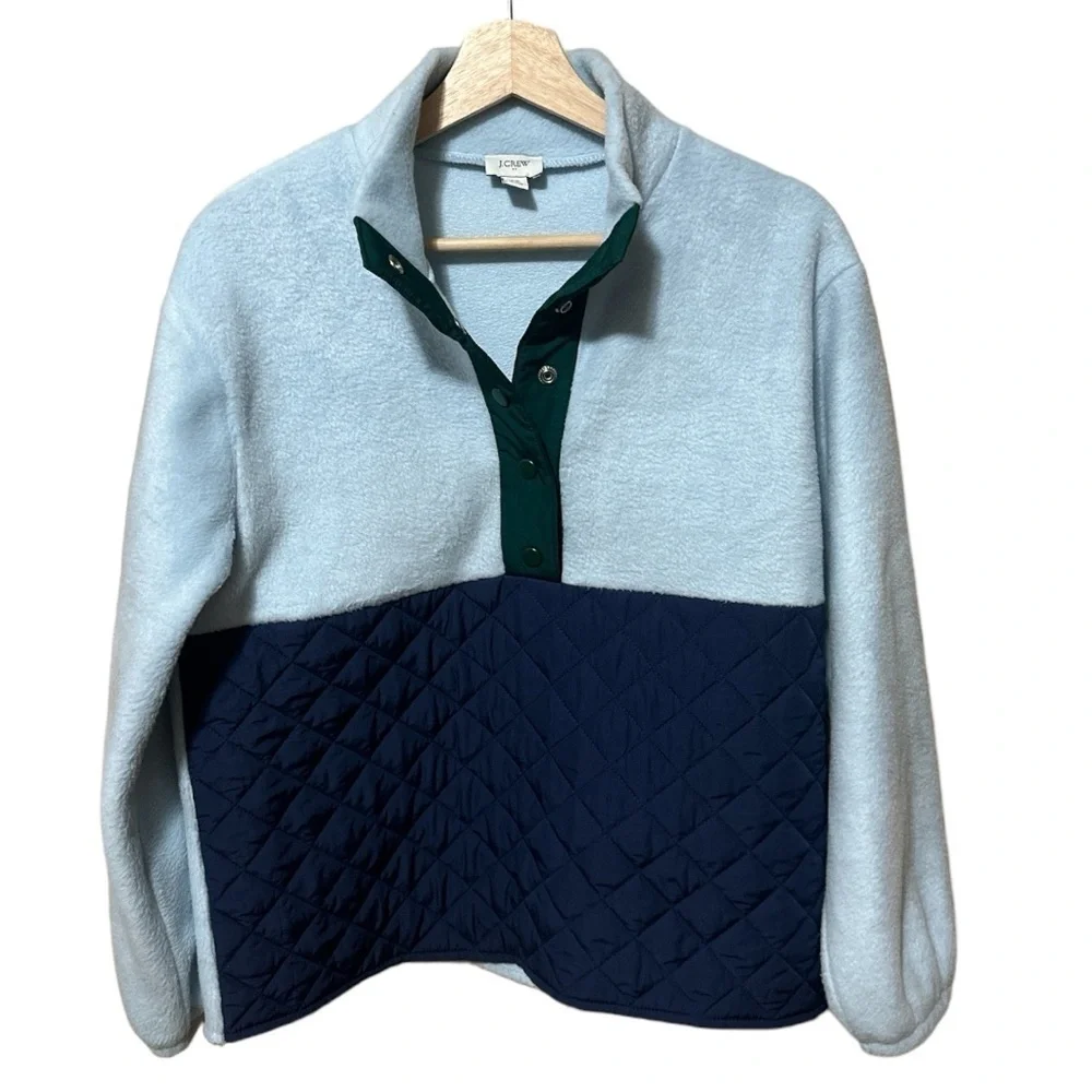 Like New - J. Crew Quilted Sherpa Half Zip Sweater - size XS